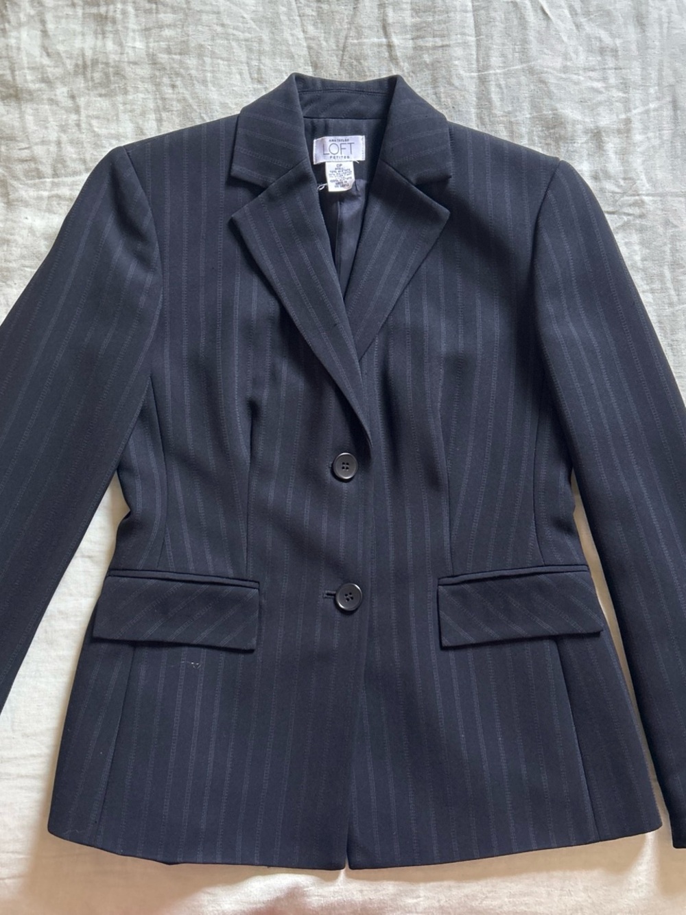 LOFT navy blue pinstripe blazer